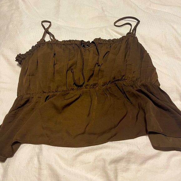 Brown women’s peplum  tank top - Picture 1 of 2